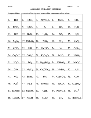 Assigning Oxidation Numbers Worksheet: Complete with ease ...