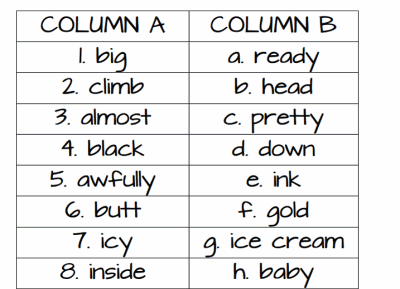 Oxymoron Match Worksheet Printable Worksheet with Answer Key ...