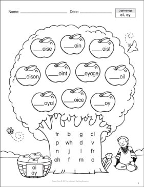 Diphthong (oi, oy): Phonics Tree | Printable Skills Sheets