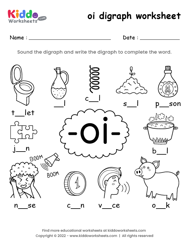 Free Printable oi digraph worksheet - kiddoworksheets