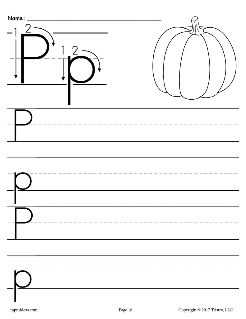 Handwriting Worksheet Letter P - KidsPressMagazine.com