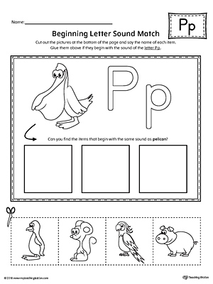 Letter P Beginning Sound Picture Match Worksheet ...
