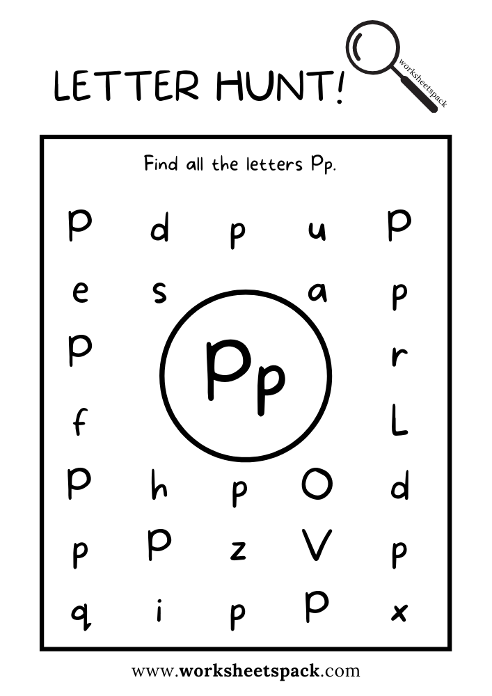 Find the Letter P Worksheet, Alphabet P Hunt Activity Free ...