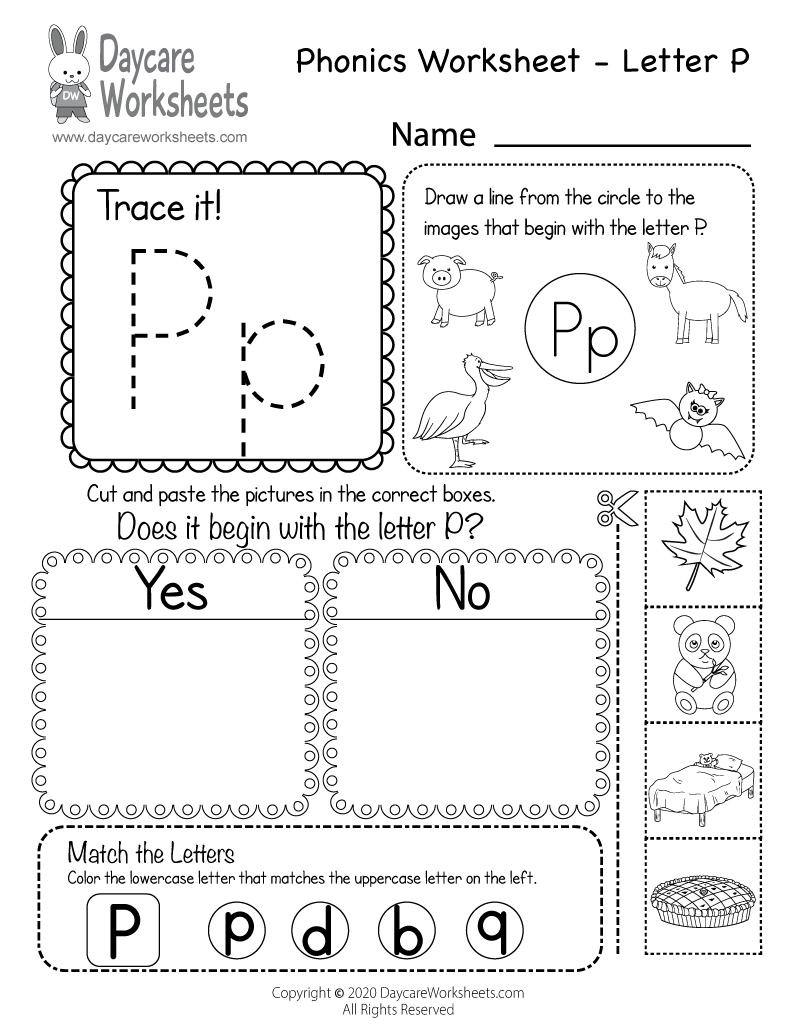 Trace Lowercase Letter p Worksheet for FREE!