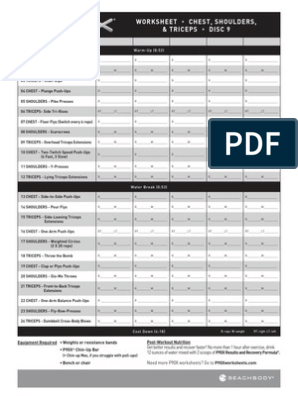 Worksheet Chest, Shoulders, &  Triceps Disc 9: Date / Week | PDF