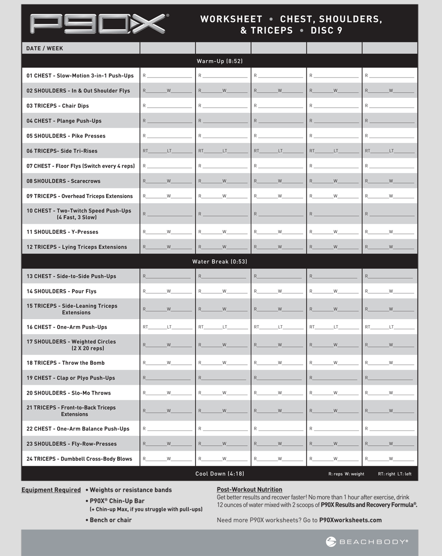 P90x Plyo Workout Sheet - Infoupdate.org