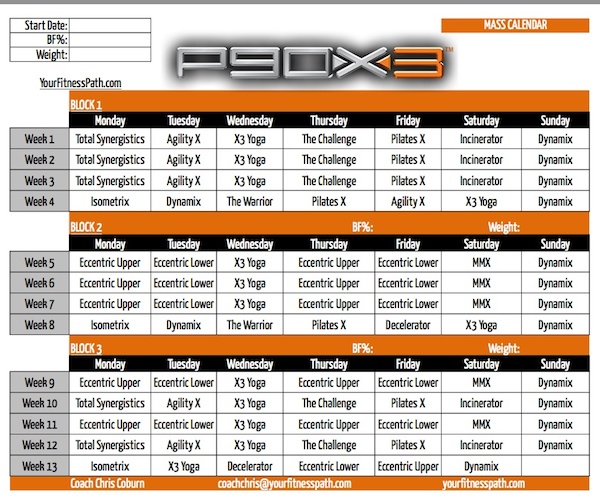 p90x3 elite block workout calendar