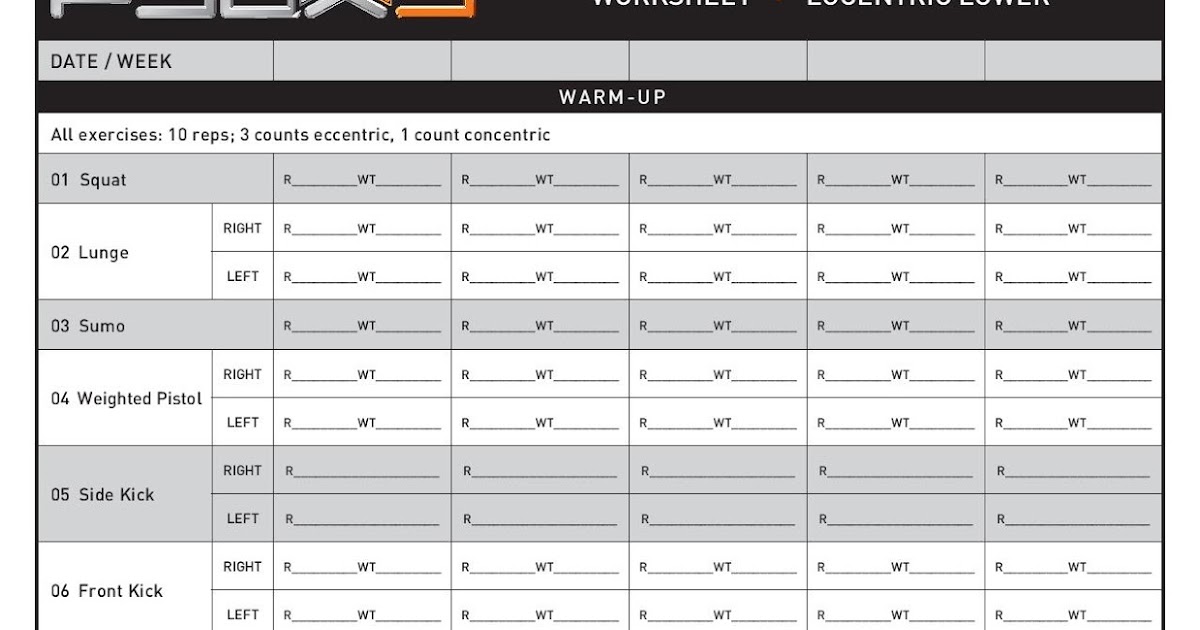 P90X3 WORKOUTS: P90X3 worksheets