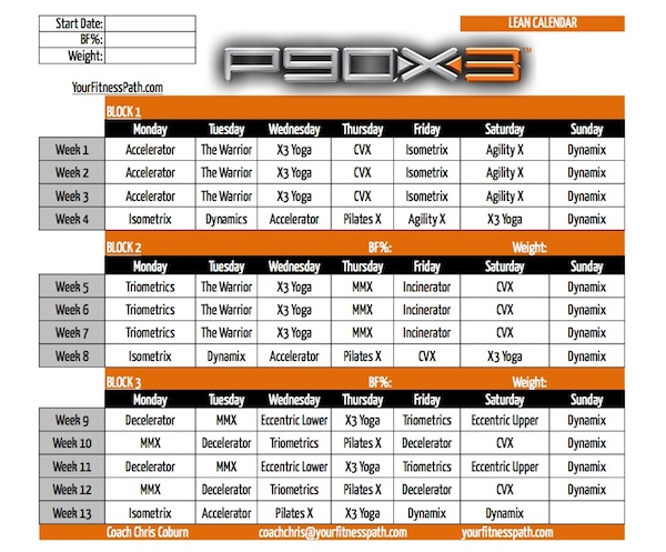 P90X3 Calendar - Your Fitness Path
