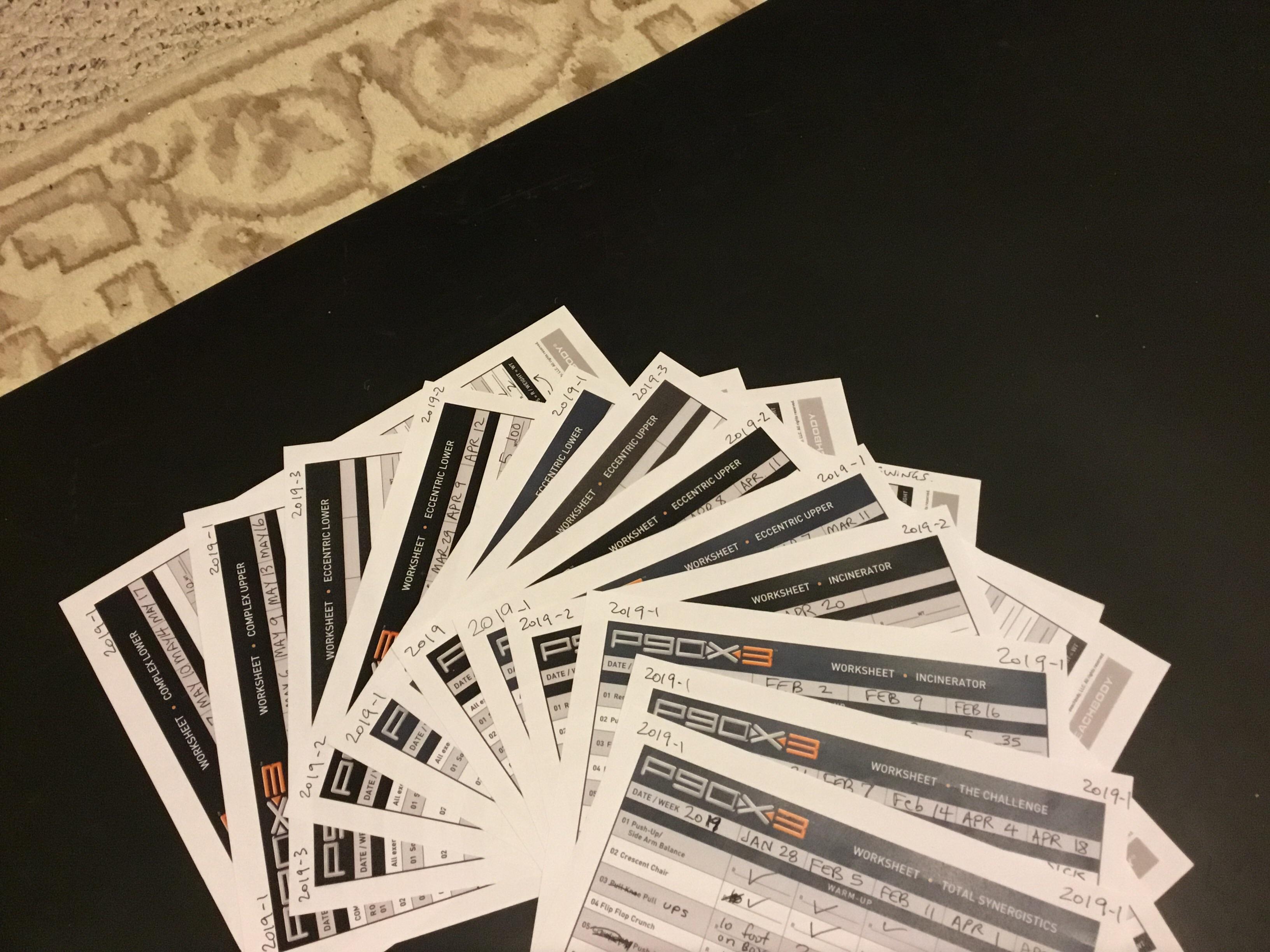 Completed Worksheets from 120 days of P90X3. January 28th until ...
