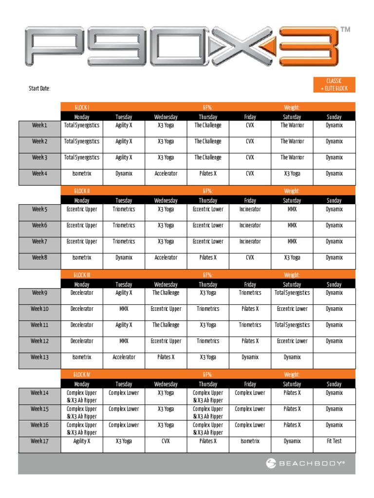 P90X3 Deluxe Calendars | Download Free PDF | Sports | Leisure