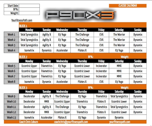 P90X3 Calendar - Your Fitness Path