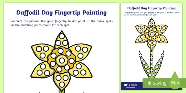 FREE! - Daffodil Day EYLF Fingertip Painting Worksheet