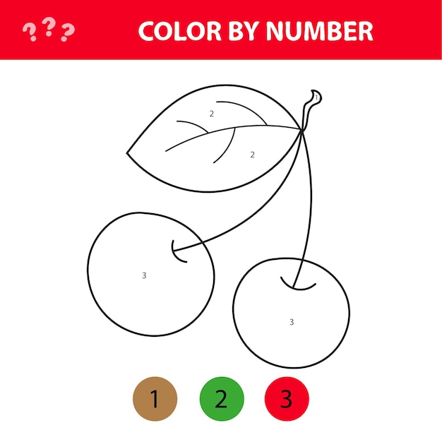Premium Vector | Cherry - painting page, color by numbers ...