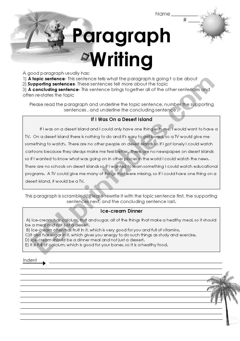 Paragraph writing - ESL worksheet by jessafish