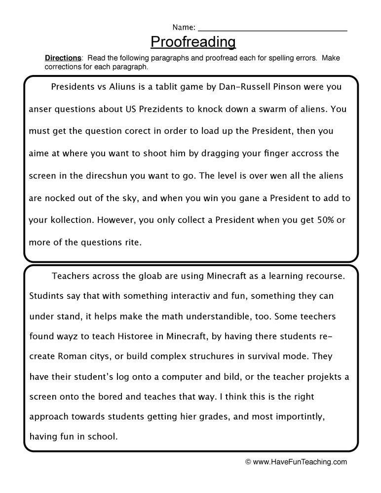 paragraph correction worksheet high school