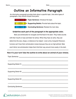 Outline an Informative Paragraph | Worksheet 