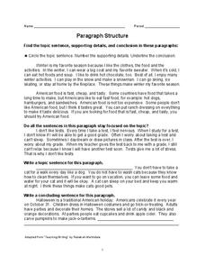 Paragraph Structure Organizer for 6th - 10th Grade | Lesson Planet