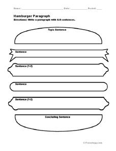 Hamburger Paragraph Worksheet for 3rd - 5th Grade | Lesson Planet