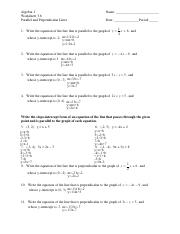 parallel and perpendicular lines worksheet algebra 1