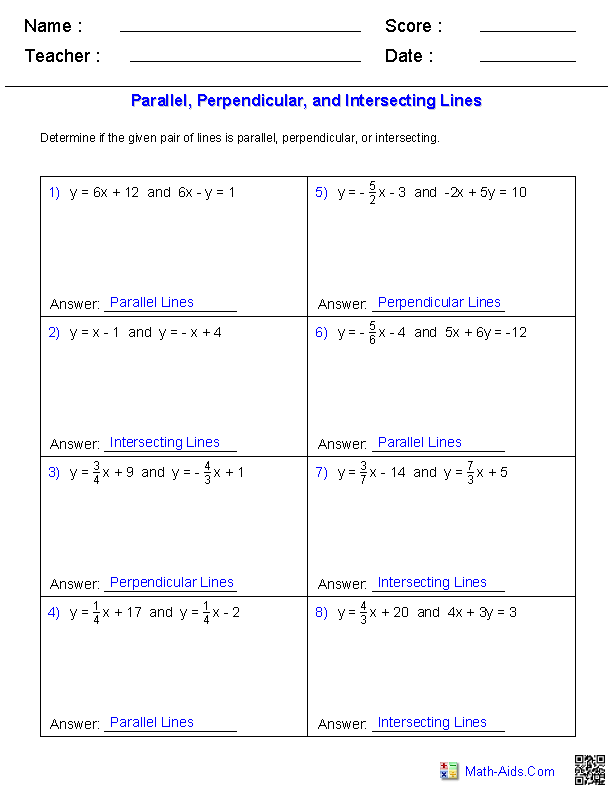 Geometry Worksheets | Lines Worksheets