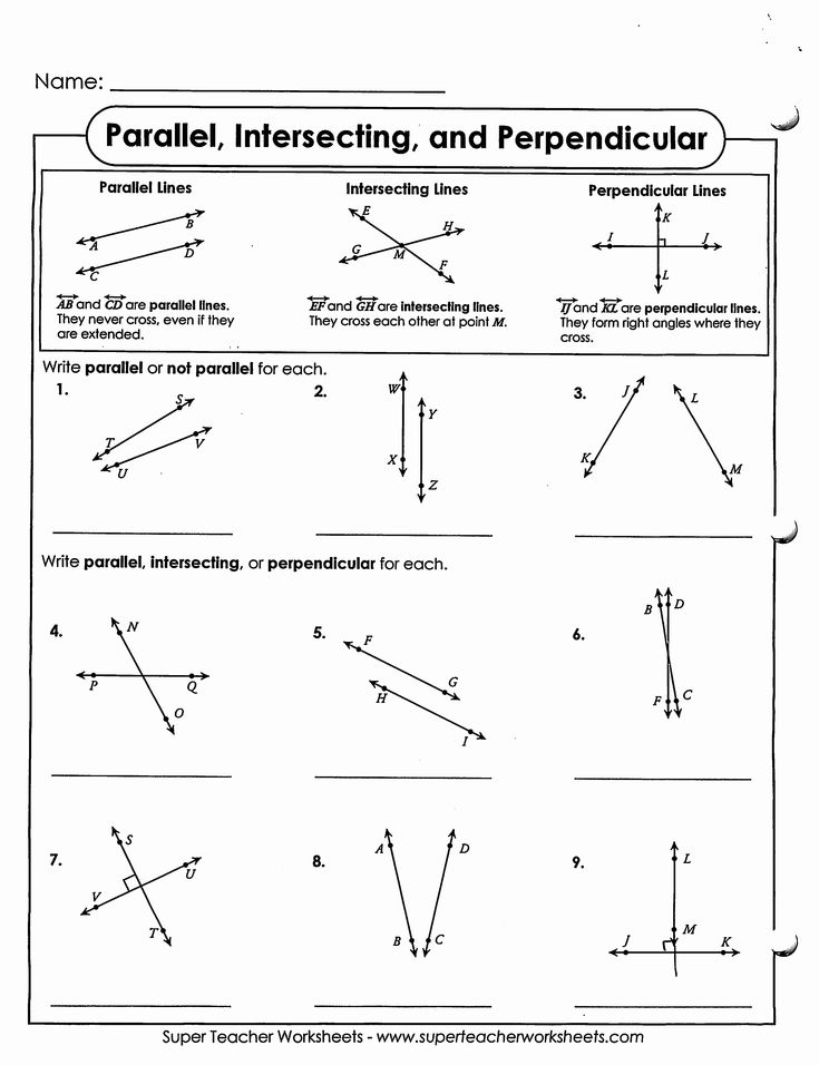 parallel and perpendicular lines worksheet with answers