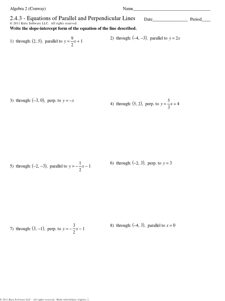 2.4.3 - Equations of Parallel and Perpendicular Lines | PDF
