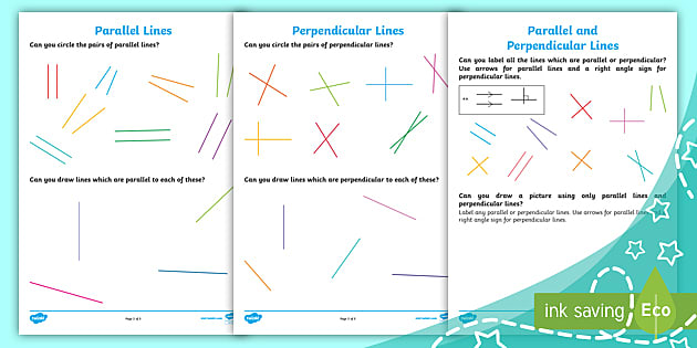 FREE! - ? Parallel and Perpendicular Lines Worksheet Pack | Twinkl