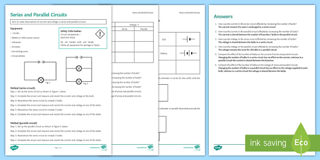 Series and Parallel Circuits Investigation Instruction Sheet Print-Out