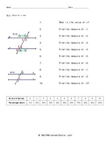 Parallel Lines Transversal Lesson Plans &  Worksheets