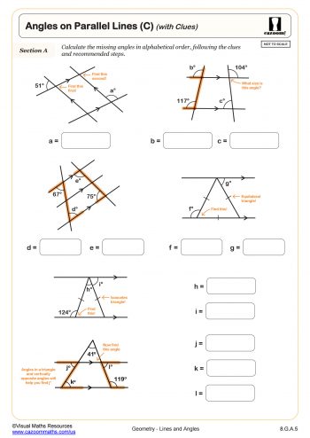 Calculating Angles on Parallel Lines with Transversals (C ...