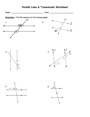 Parallel Lines And Transversals Worksheet Pdf - Fill Online ...
