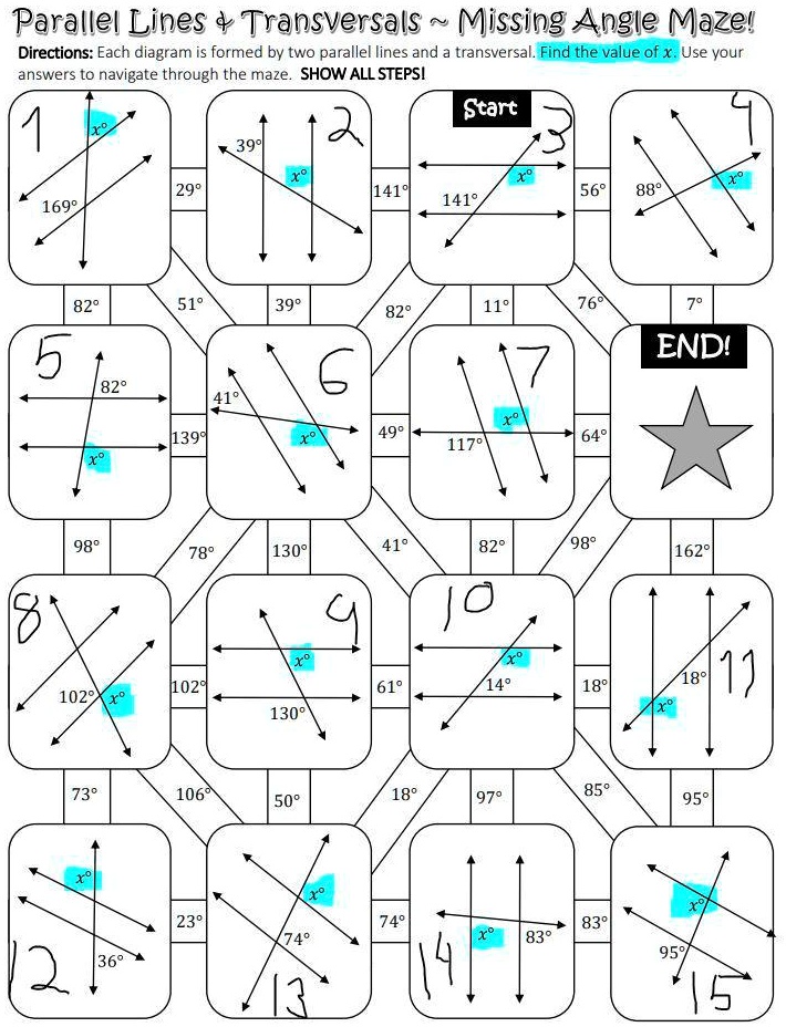 parallel lines transversals worksheet 2 answers