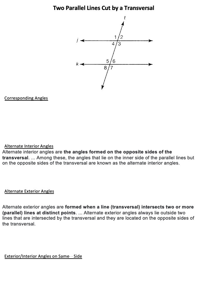 Solved Two Parallel Lines Cut by a Transversal t 1/2 4/3 5/6 ...