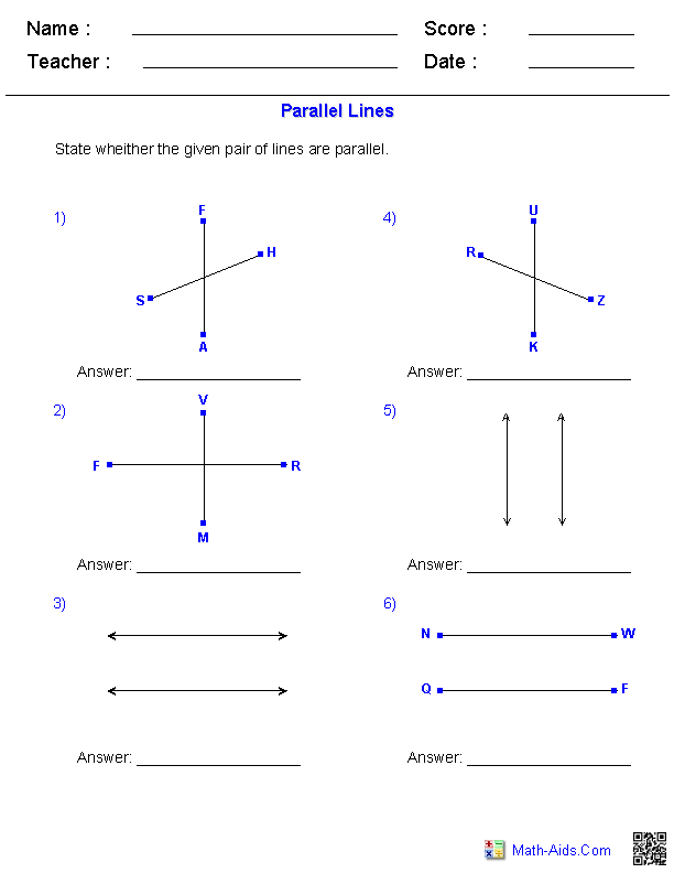 Geometry Worksheets | Lines Worksheets