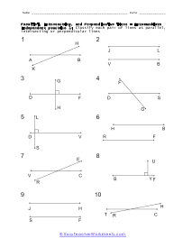 Parallel, Intersecting, and Perpendicular Lines Worksheets