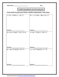 Parallel, Perpendicular and Intersecting Lines Worksheet for 8th ...