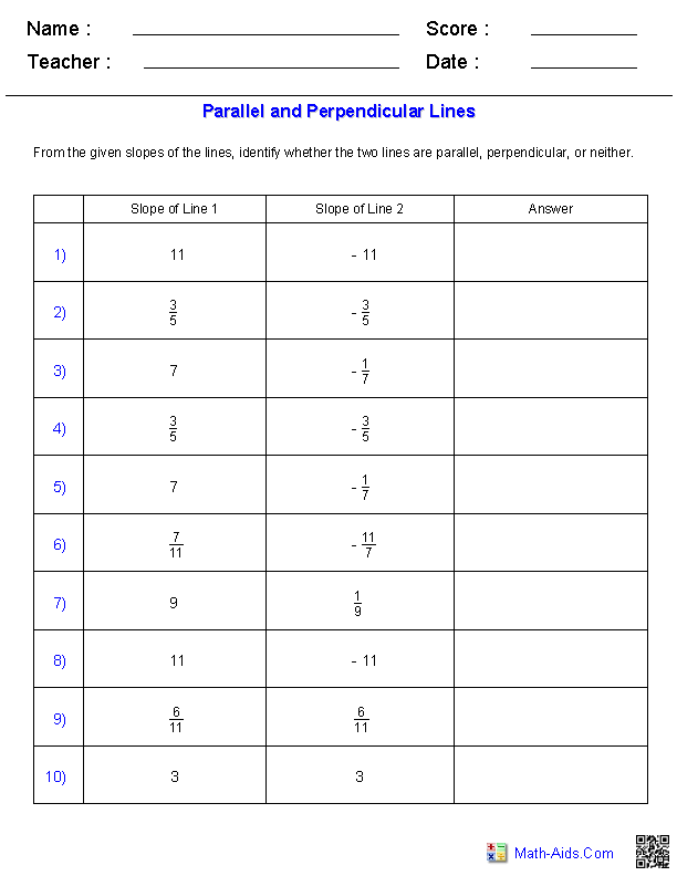 Geometry Worksheets | Lines Worksheets