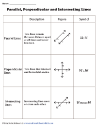 Parallel, Perpendicular and Intersecting Lines Worksheets