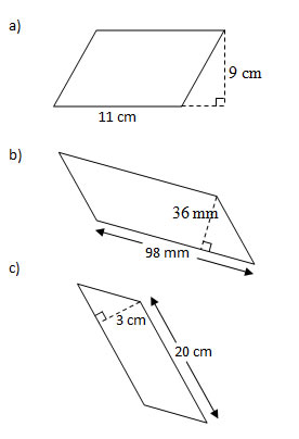 Area of Parallelograms (Worksheets, Solutions, Examples)