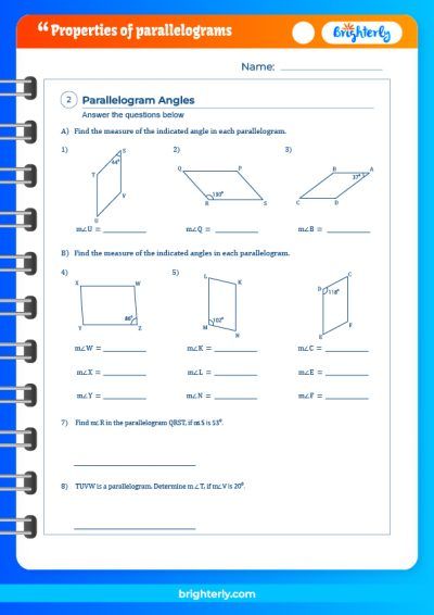 FREE Printable Properties Of Parallelograms Worksheets [PDFs]