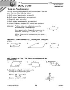 Tests for Parallelograms Worksheet for 10th Grade | Lesson Planet