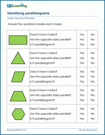 Parallelograms worksheets | Worsheets library
