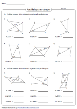 parallelograms worksheet answers