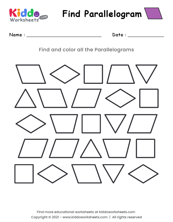 Free Printable Find the Parallelogram Worksheet - kiddoworksheets