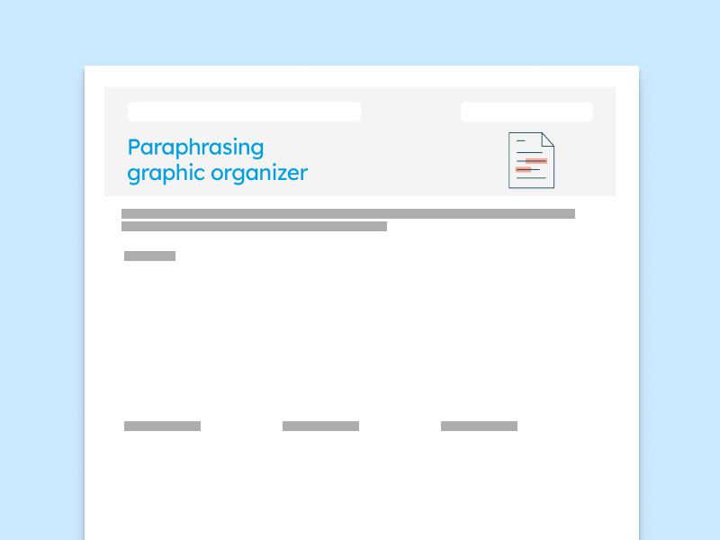 Paraphrasing Graphic Organizer