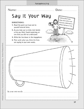 paraphrasing graphic organizer