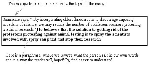 paraphrasing in the essay