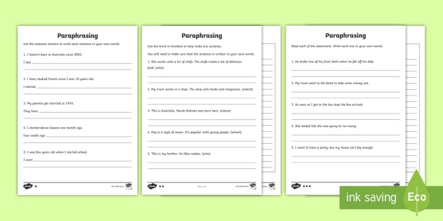 paraphrasing worksheet 3rd grade