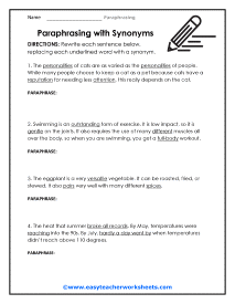 paraphrasing worksheet 3rd grade